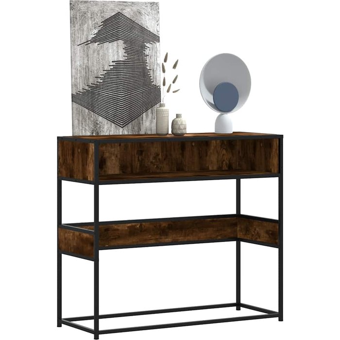 Consola de roble ahumado 90x35x80 cm madera de ingeniería