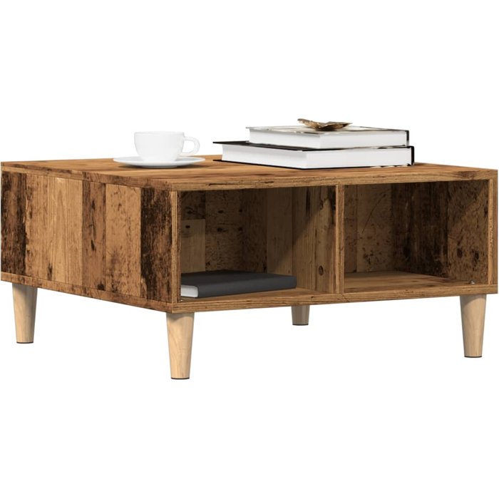 Mesa de centro de madera antigua 60x60x30 cm madera contrachapada