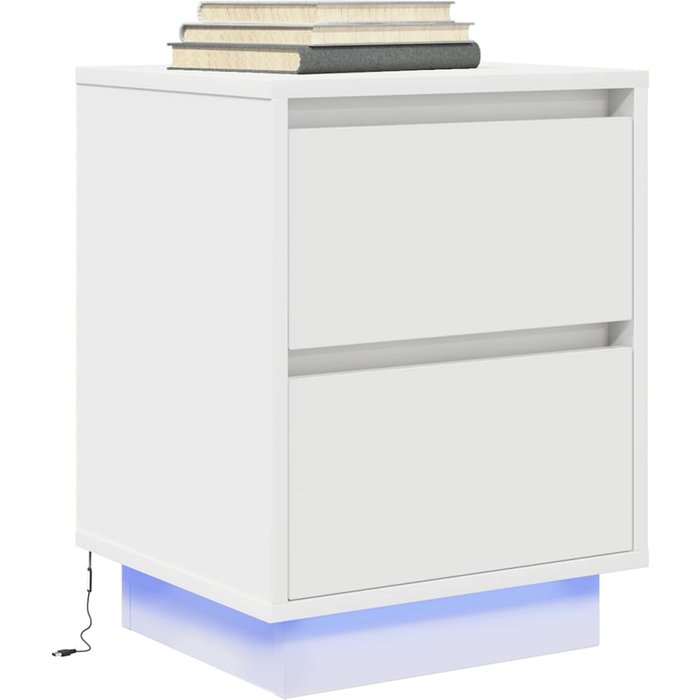 Mesilla de noche con luces led blanca 38x34x50 cm