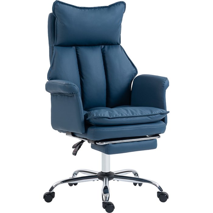 Silla de oficina homcom cuero sintético azul 69x65x116 cm 921-931v00bu