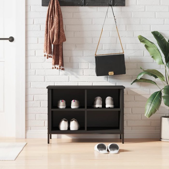 Zapatero negro 69x35x50 cm de madera contrachapada