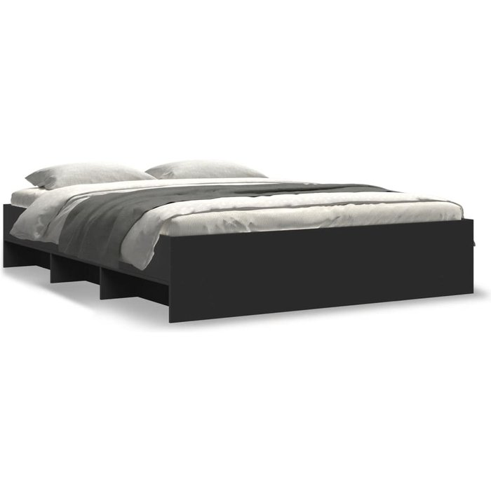 Vidaxl estructura de cama madera de ingeniería negra 150x200 cm