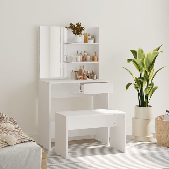 Vidaxl juego de tocador blanco 74,5x40x141 cm