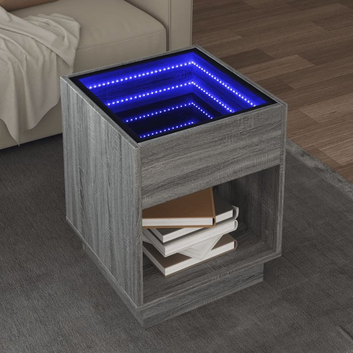 Mesa de centro con led infinity sonoma gris 40x40x50 cm