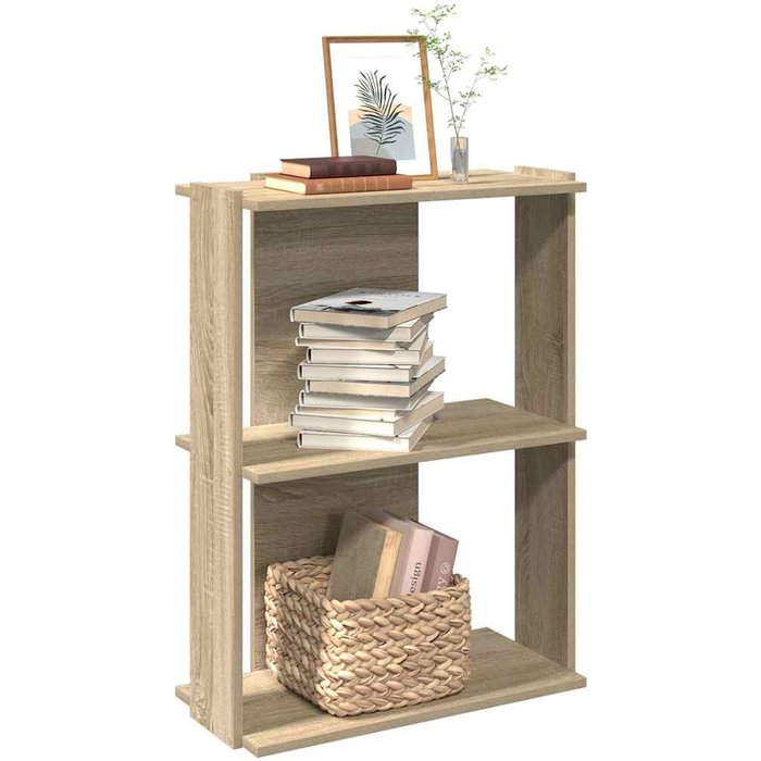 Librería de 3 niveles en roble sonoma, 60x30x80 cm - pangivo