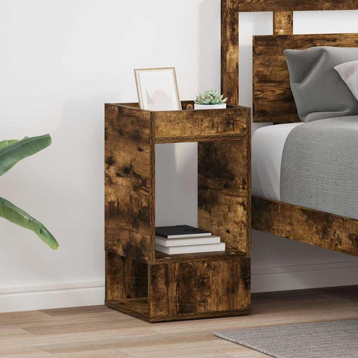 Mesita auxiliar, 2 piezas, roble ahumado, 30 x 30 x 56 cm