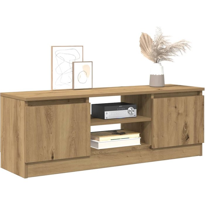 Mueble tv artesanal roble 102x30x36 cm madera contrachapada