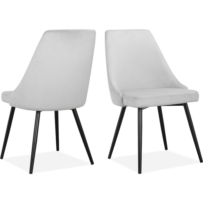 Silla de comedor en terciopelo gris claro 2 paquetes