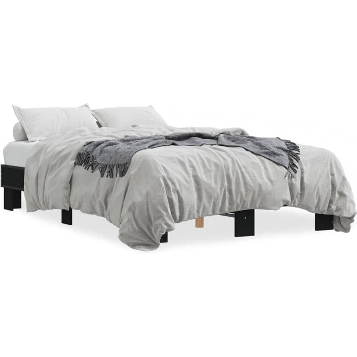 Estructura de cama madera de ingeniería y metal negro 120x200cm — comfortxl