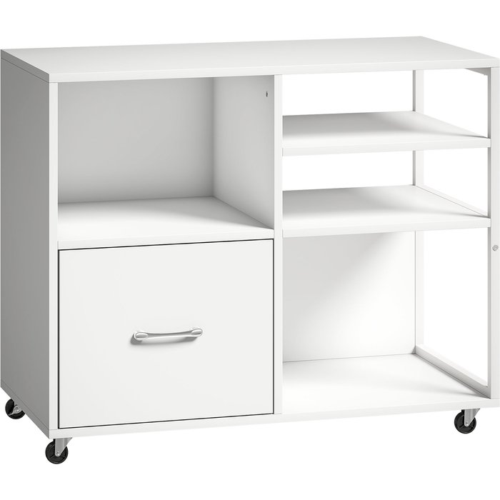 Mueble para impresora homcom melamina de madera, metal blanco 80x40x65.5 cm