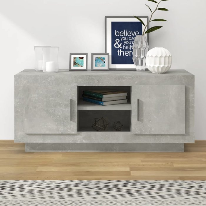 Mueble de tv de madera de ingeniería gris hormigón 102x35x45 cm