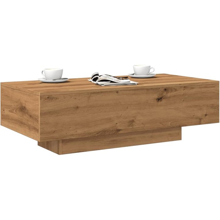 Mesa de centro artesanal de roble 100x49,5x31 cm de madera de contrachapada