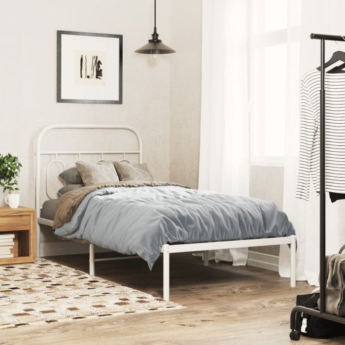 Estructura cama sin colchón con cabecero metal blanco 90x190 cm vidaxl