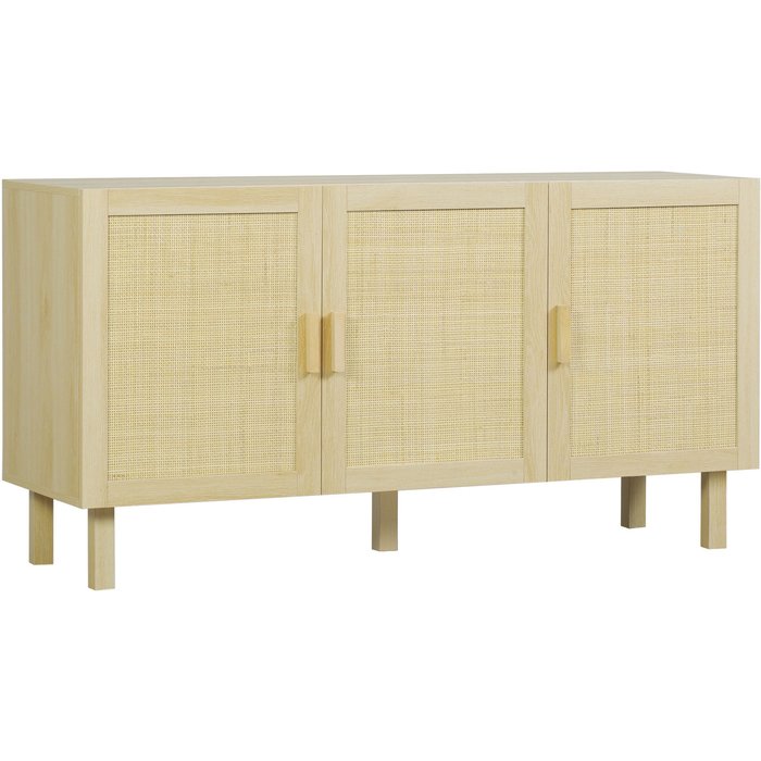 Aparador 3 puertas cannage 136cm madera estantes ajustables salón entrada