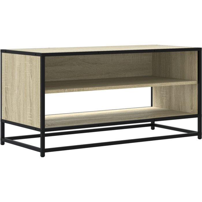 Mueble tv de metal y madera compuesta de roble sonoma 91x40x46 cm - comfortxl
