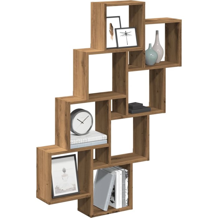 Estante de pared en forma de cubo roble artesanal 90x15x119,5 cm