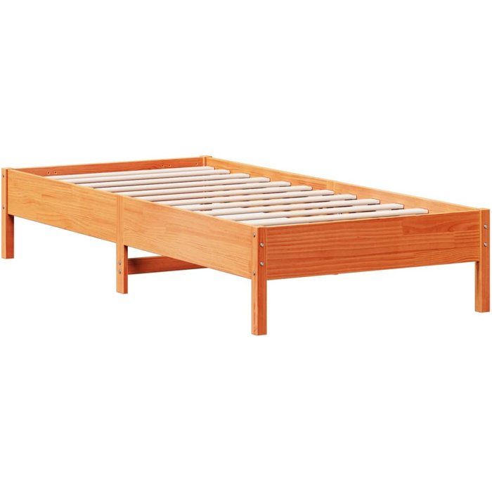 Estructura de cama sin colchón madera de pino marrón 90x200 cm — comfortxl