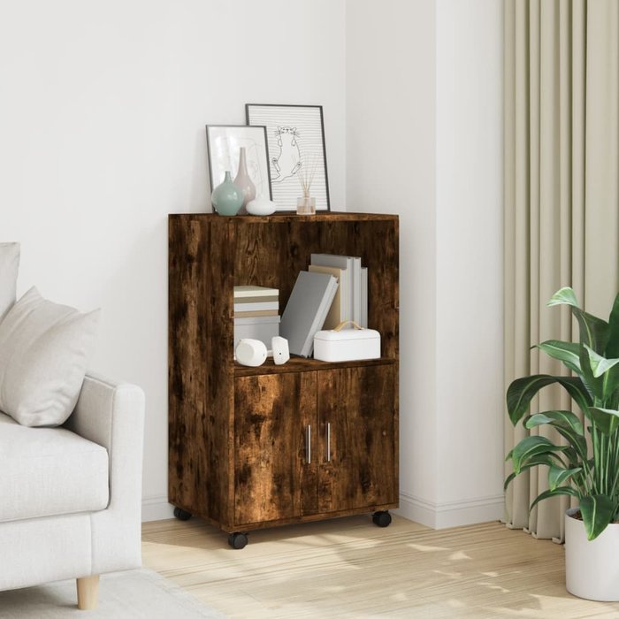 Mueble rodante roble ahumado 55x40x91 cm madera contrachapada