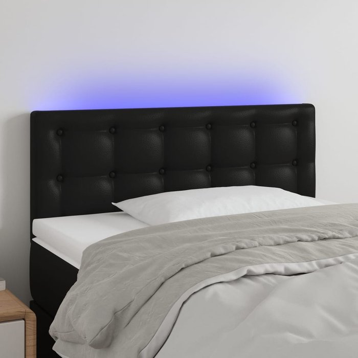 Cabecero led negro 90x5x78/88 cm polipiel