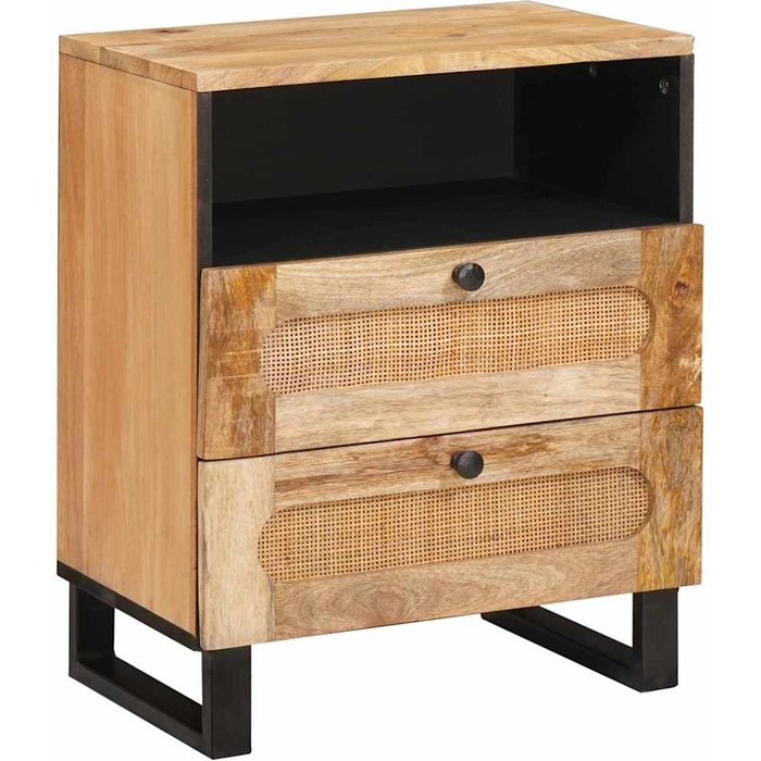 Armario de noche natural 50 x 33 x 62 cm madera de mango maciza vidaxl