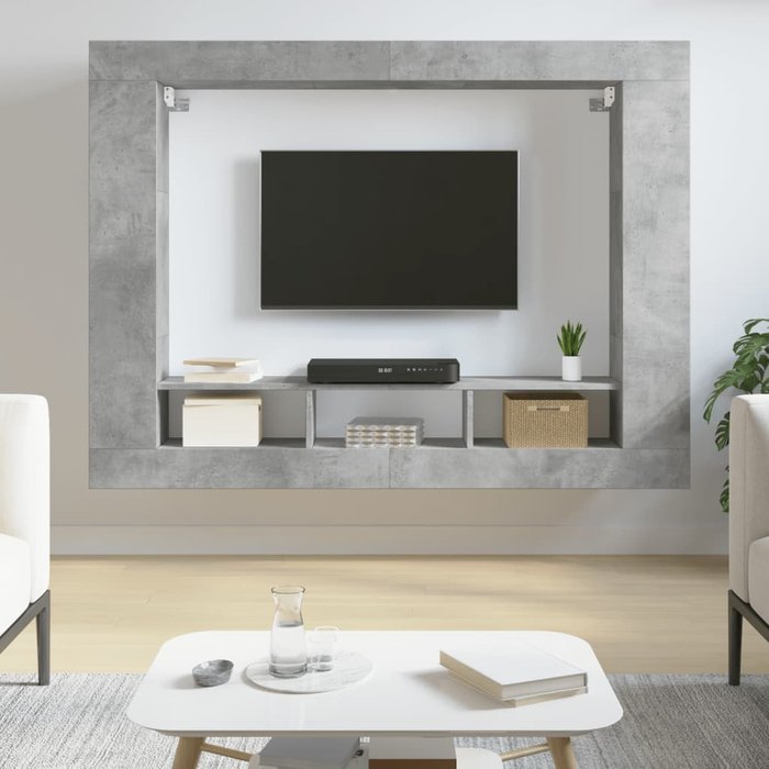 Mueble para tv madera de ingeniería gris hormigón 152x22x113 cm