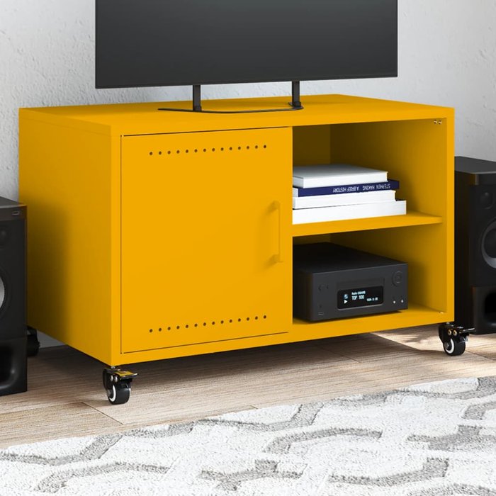 Mueble de tv acero amarillo mostaza 68x39x43,5 cm vidaxl