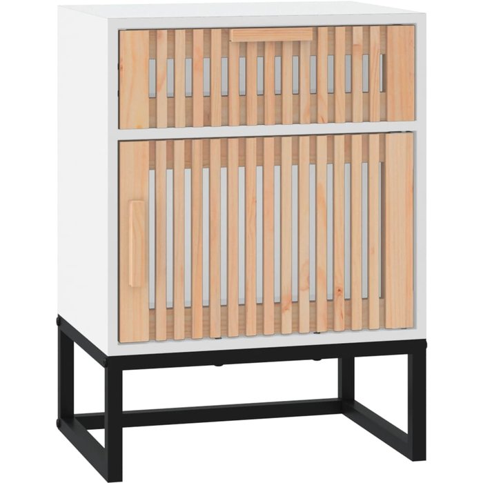 Mesita noche madera y hierro contrachapada blanco 40x30x55,5 cm - comfortxl