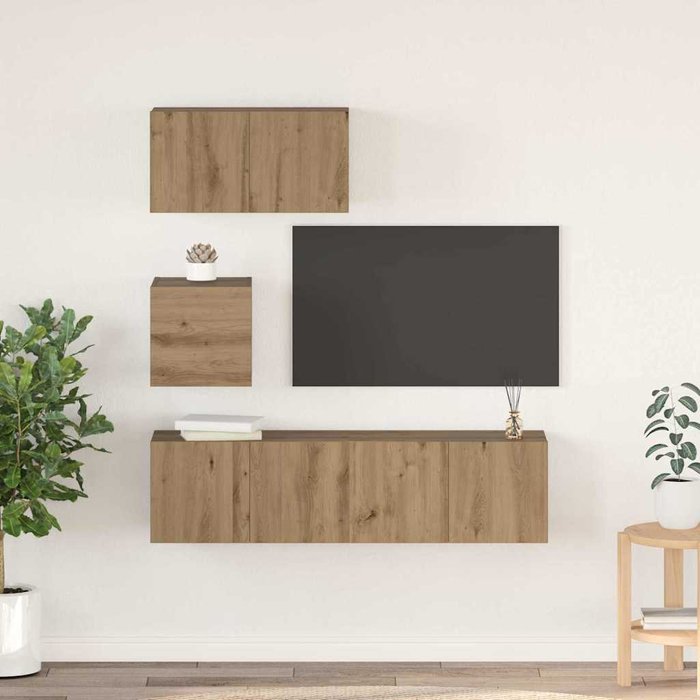 Conjunto de mueble de tv 4 pcs roble artisan 60 x 30 x 30 cm