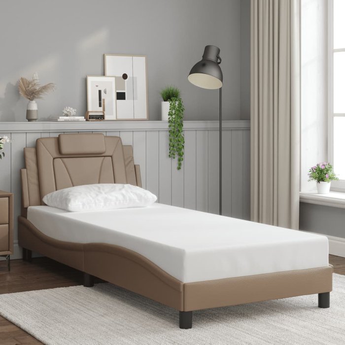 Estructura de cama viana sin colchón cuero sintético capuchino 90x190 cm vidaxl