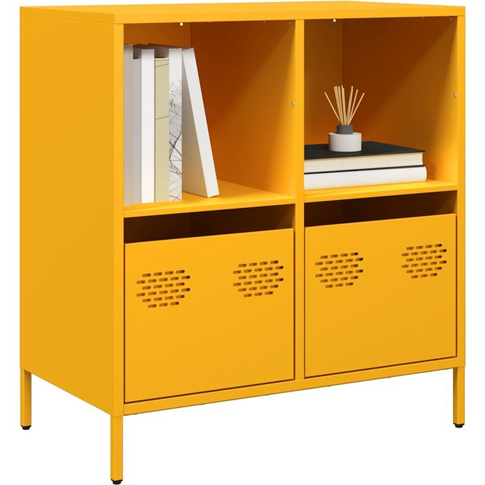 Aparador acero laminado en frío amarillo mostaza 68x39x73,5 cm vidaxl