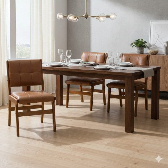 Essenza set 2 sillas comedor vintage capitoné madera pu marrón 120kg