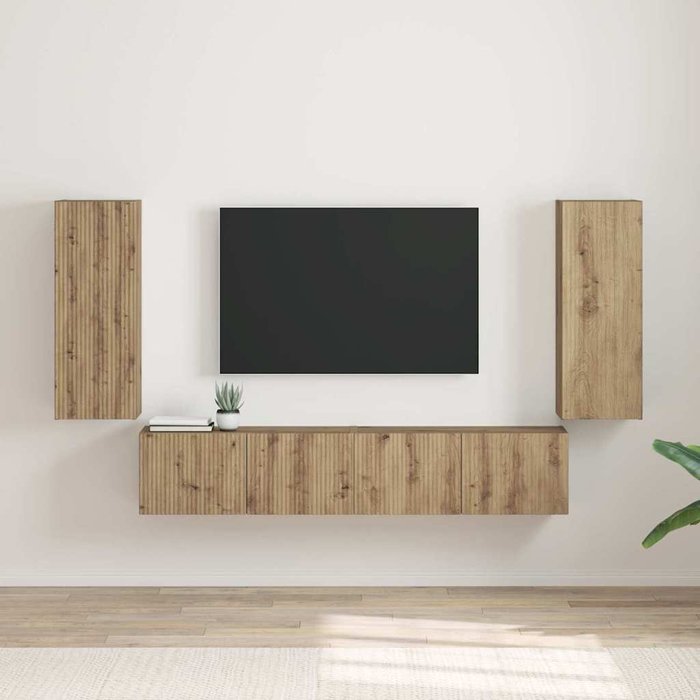 Mueble tv de pared, 2 piezas, acabado roble artesano, 30 x 31 x 80 cm