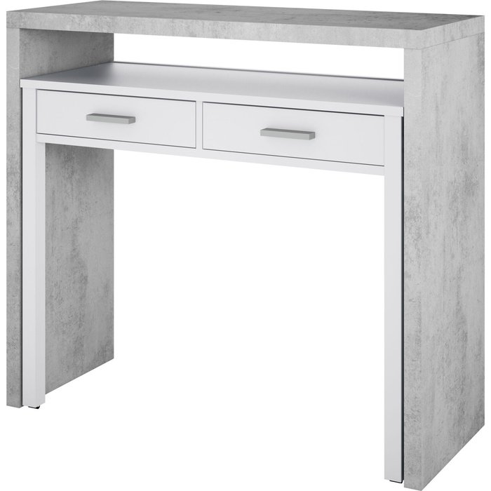 Mesa de escritorio extensible snow- blanco artik y cemento