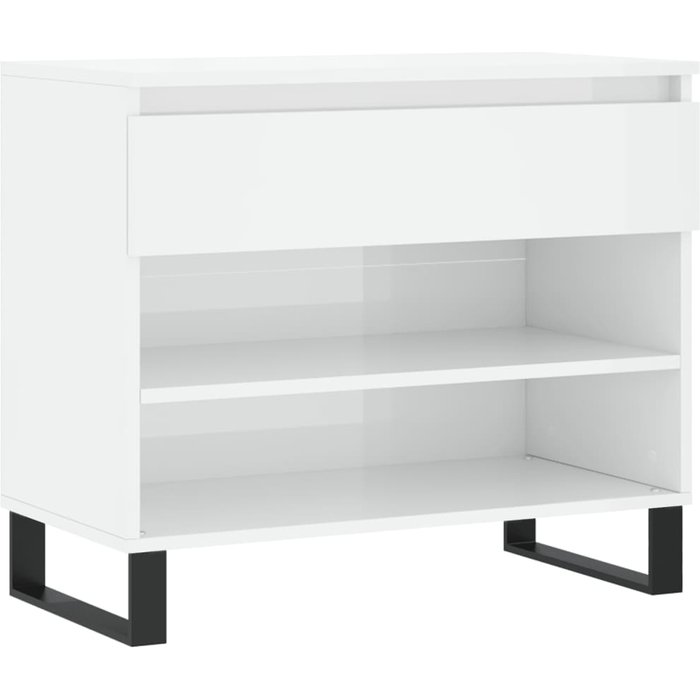 Mueble zapatero madera contrachapada blanco brillo 70x36x60 cm - comfortxl