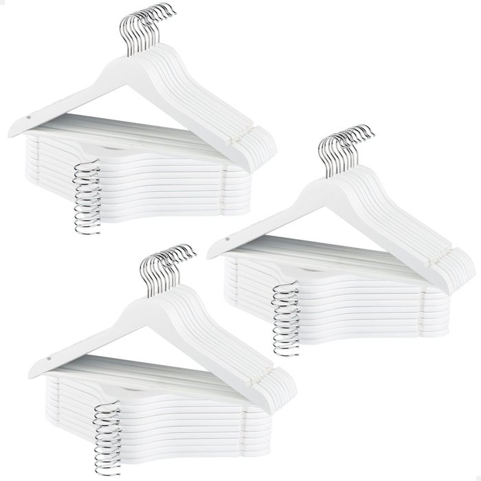 Max home pack 60 perchas de madera color blanco