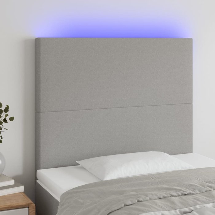 Cabecero led gris claro 80x5x118/128 cm tela