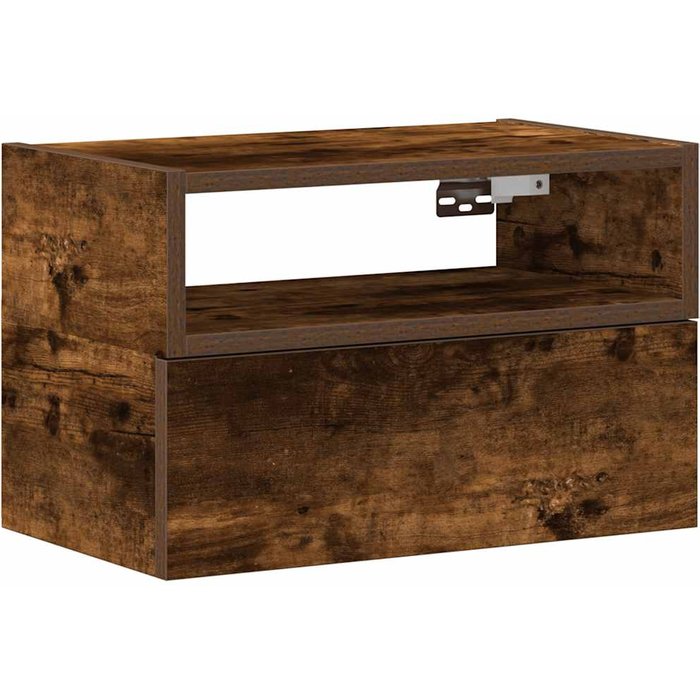 Mesita de noche de pared color roble ahumado 45x26x28,5 cm - comfortxl