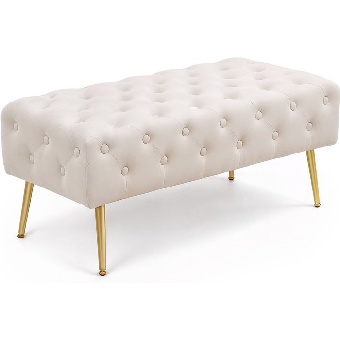Banco acolchado en terciopelo capitoné 100 cm monaco beige