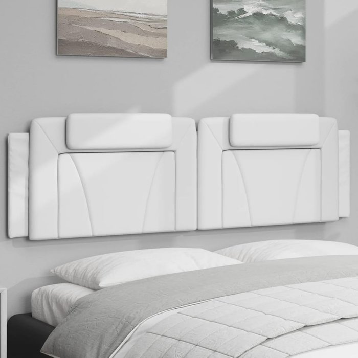 Cabecero de cama acolchado viana cuero sintético blanco 180 cm