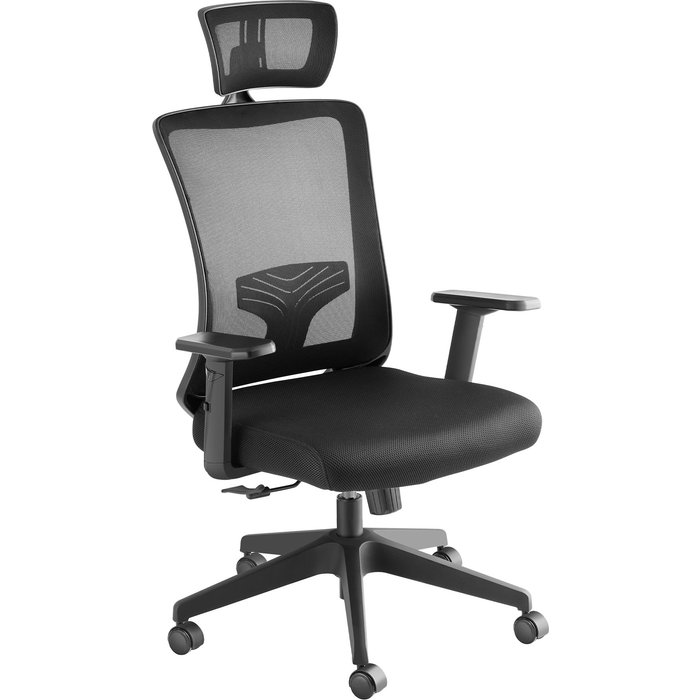 Tectake silla de oficina ergonómica con apoyo lumbar y reposacabezas ajustable