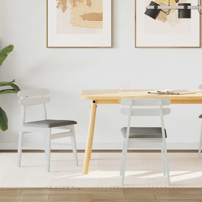 Silla de comedor 2 pcs y gris madera de caucho sólido vidaxl