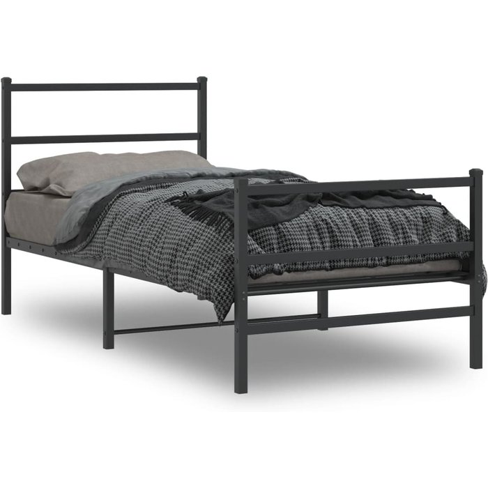Estructura cama sin colchón con estribo metal negro 90x190 cm vidaxl