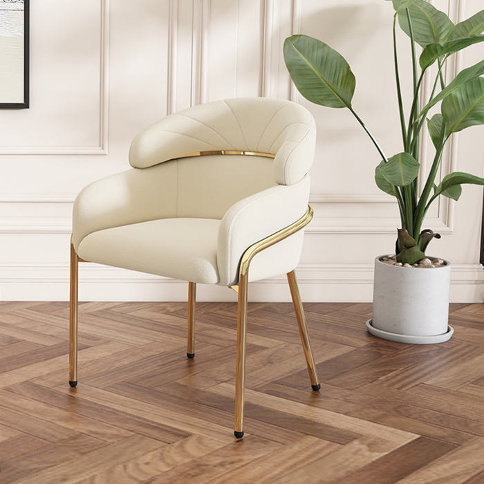 1 chaise longue de terciopelo - con 4 patas de metal dorado - beige