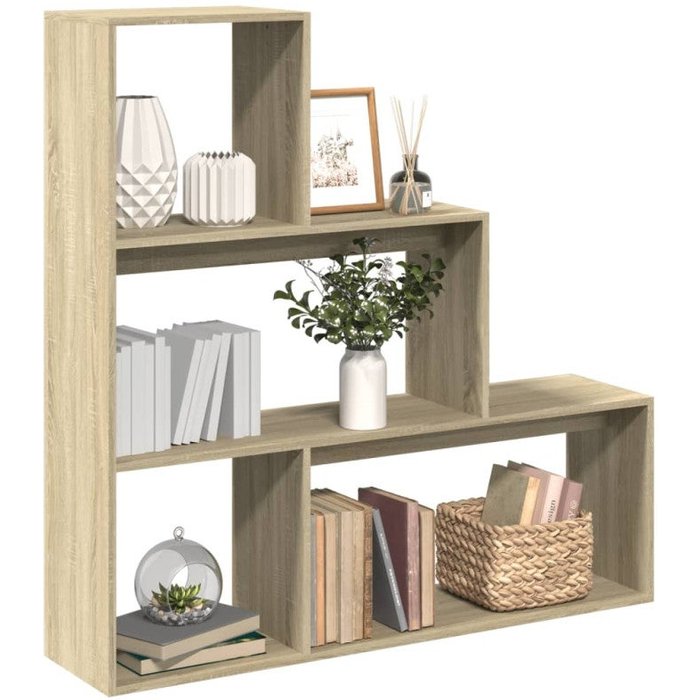Librería divisora 3 niveles madera roble sonoma 123x29x123 cm vidaxl