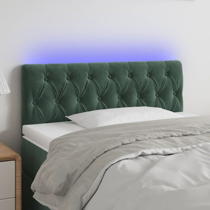 Maison exclusive - cabecero con led de terciopelo verde oscuro 100x7x78/88 cm