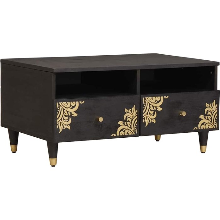 Mesa de café negro 80 x 54 x 40 cm madera de mango maciza vidaxl