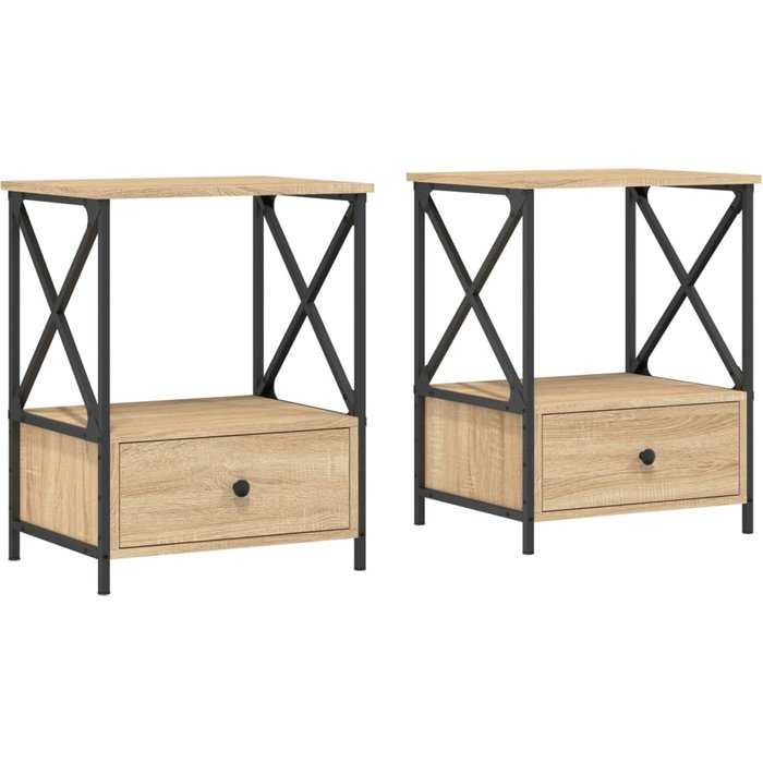 Mesitas noche 2 uds madera ingeniería roble sonoma 50x41x65 cm - comfortxl
