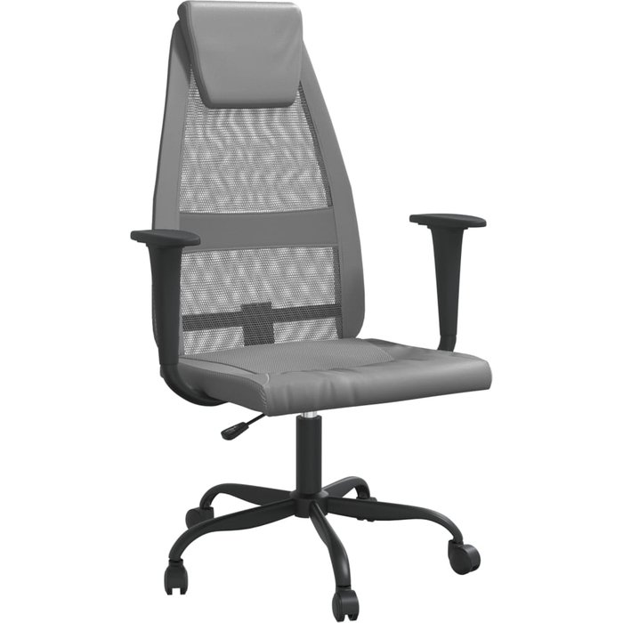 Silla de oficina | sillón oficina tela de malla y cuero sintético gris cfw55417