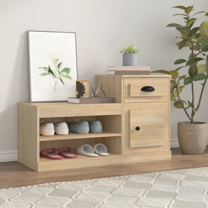 Vidaxl mueble zapatero madera contrachapada roble sonoma 100x42x60 cm