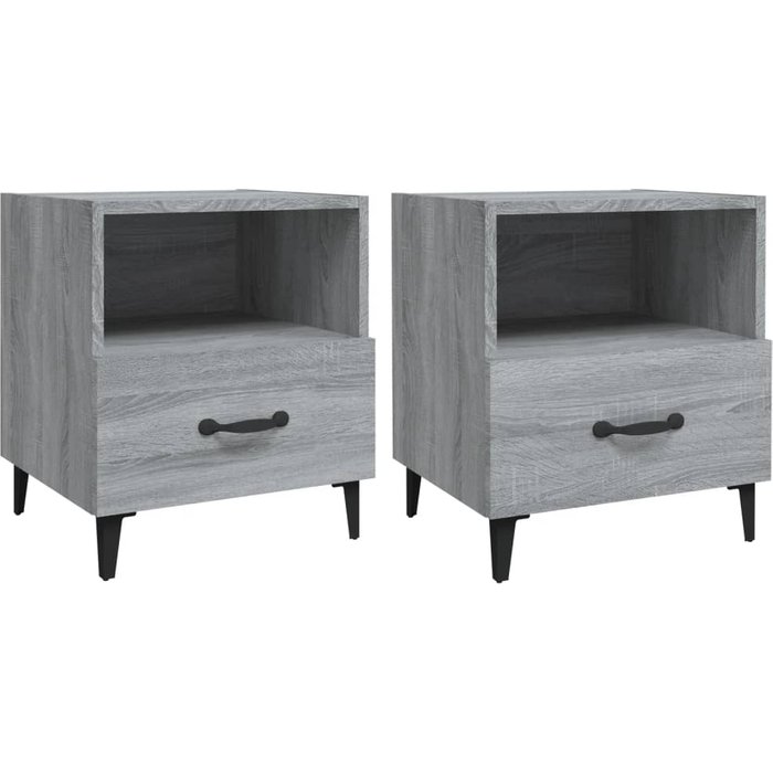 Mesita de noche 2 unidades madera contrachapada gris sonoma - comfortxl